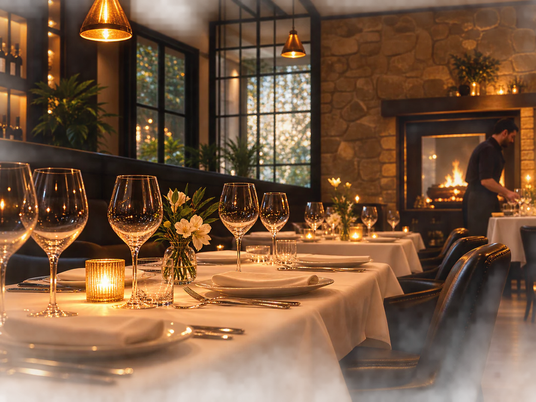 Sala de restaurante preparada para recibir a sus clientes
