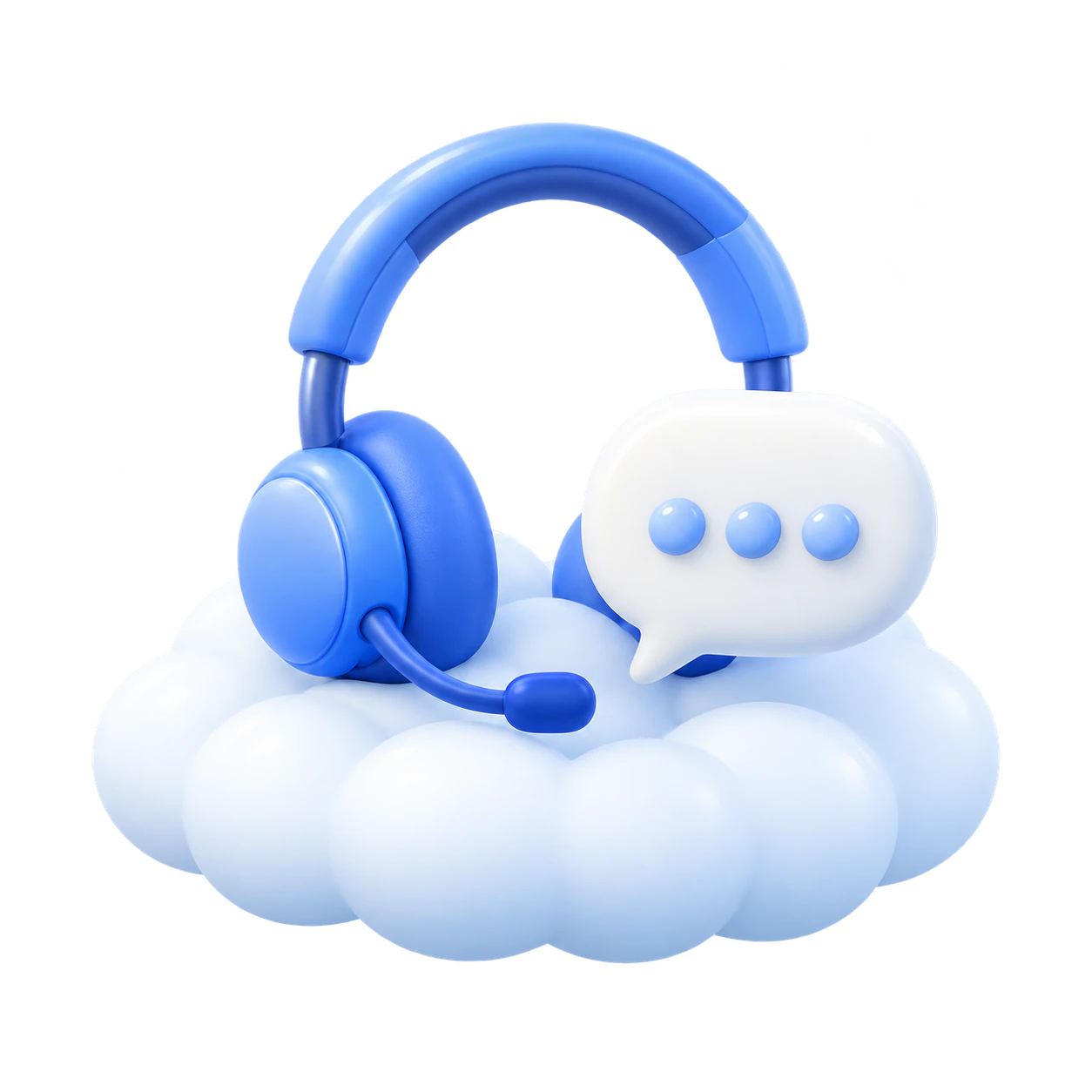 Auriculares y bocadillo de conversación sobre una nube